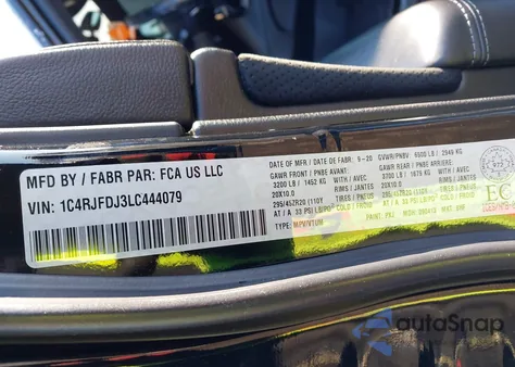 2020 Jeep Grand Cherokee Srt из США, поврежденный, VIN 1C4RJFDJ3LC444079